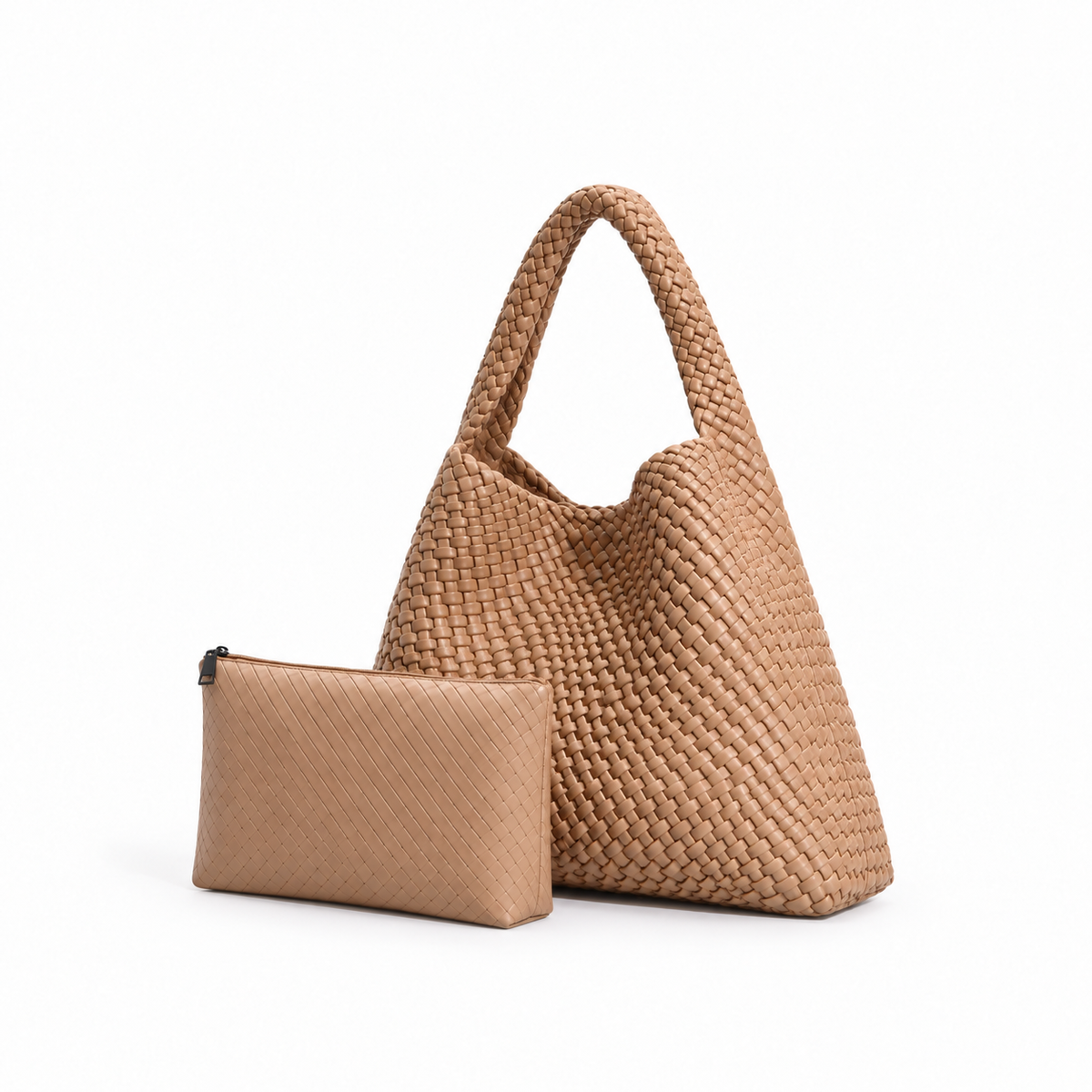 Woven Hobo Shoulder Bag With Pouch-3