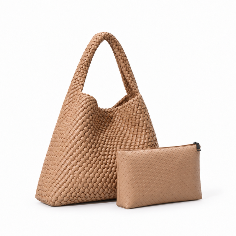 Woven Hobo Shoulder Bag With Pouch-1