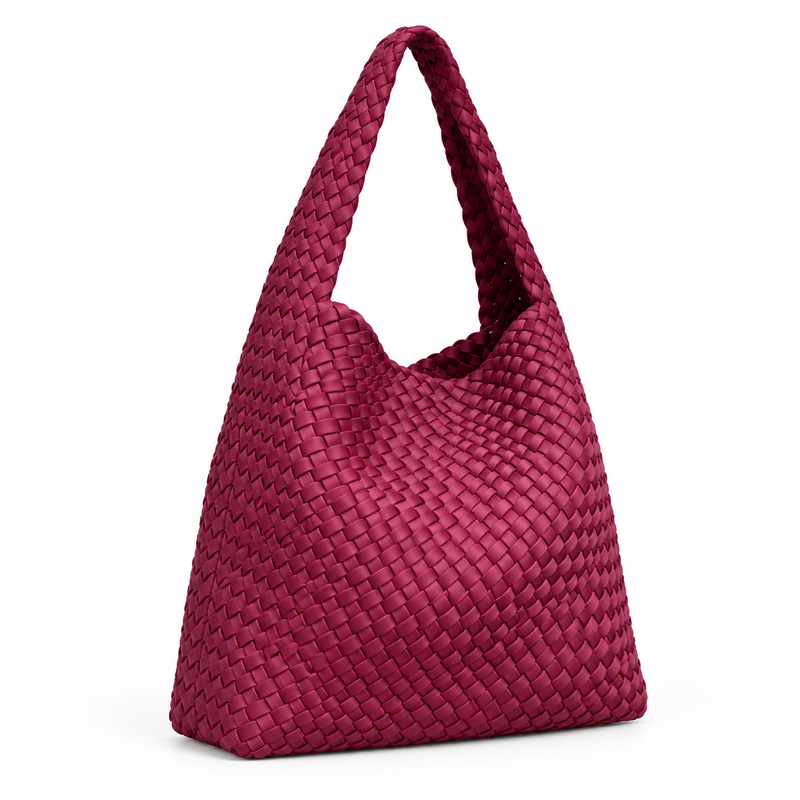 Elegant Burgundy Woven Hobo Shoulder Bag-1