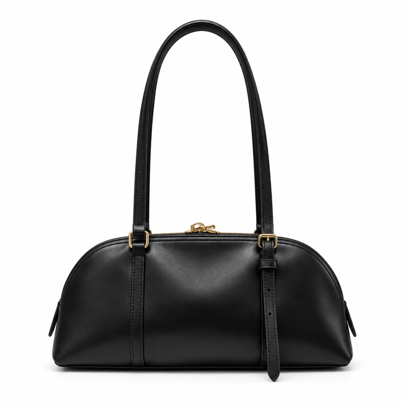 Elegant Black Structured Leather Shoulder Handbag-4