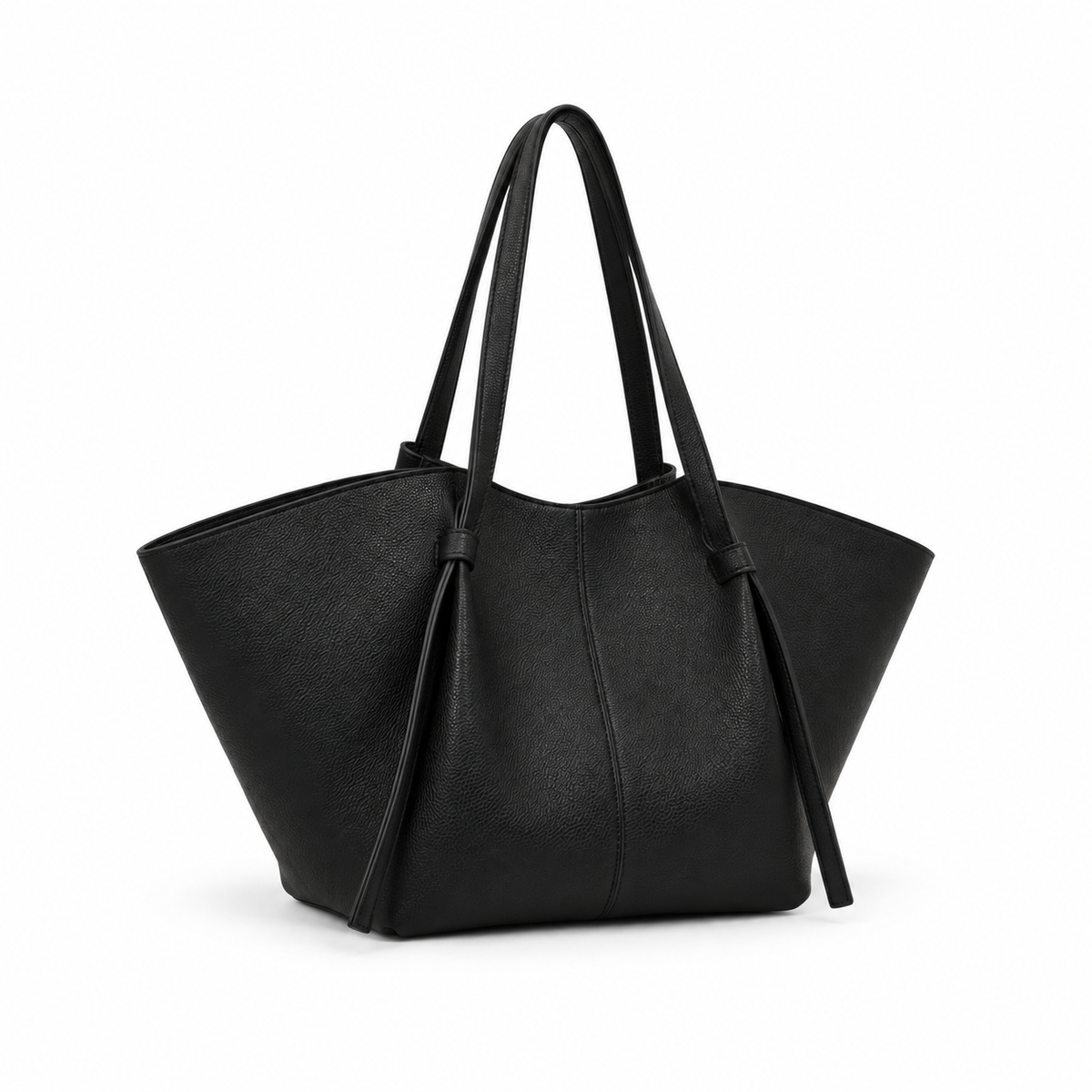 Black Winged Leather Everyday Shoulder Tote-1