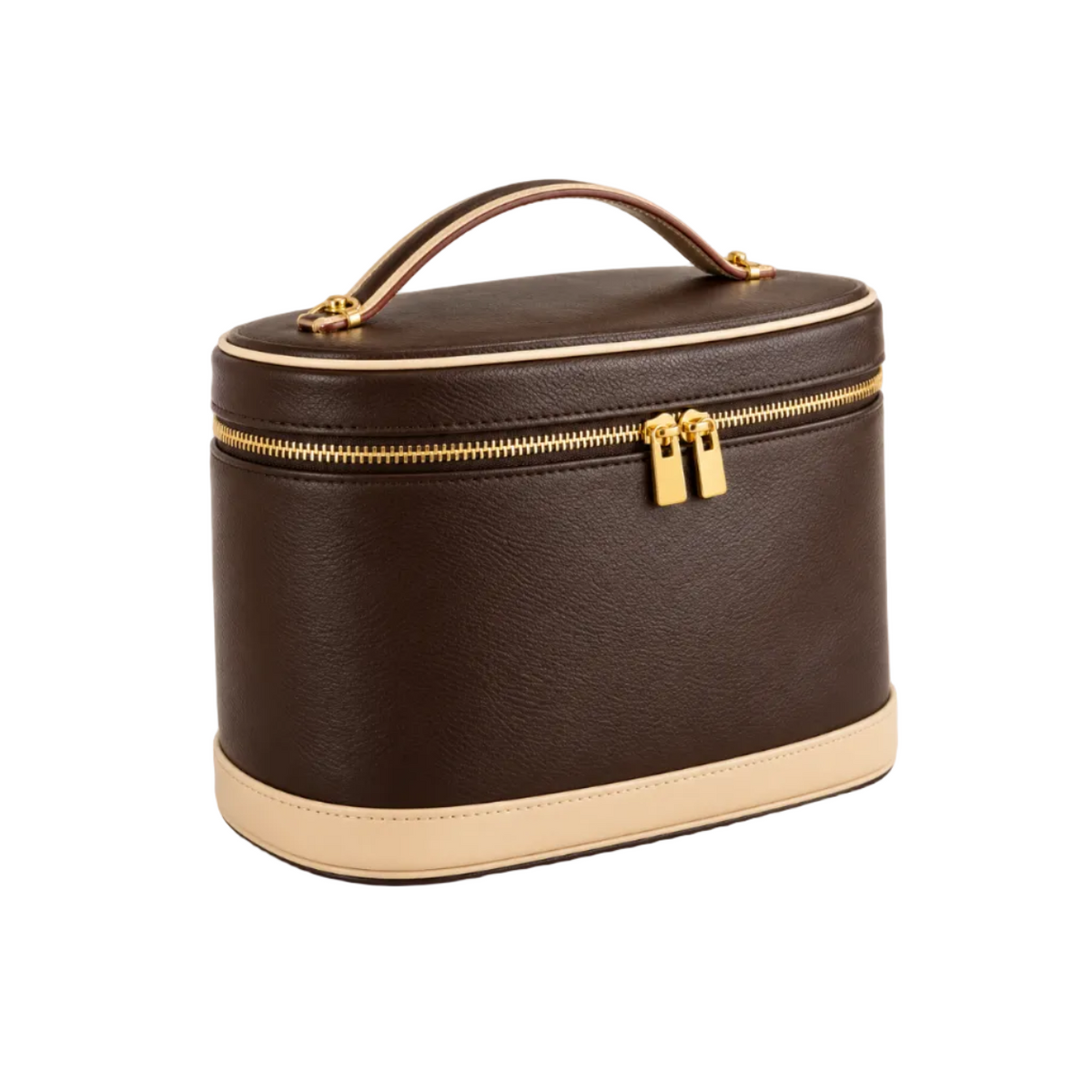 Chocolate Brown Vegan Leather Vanity Bag-1