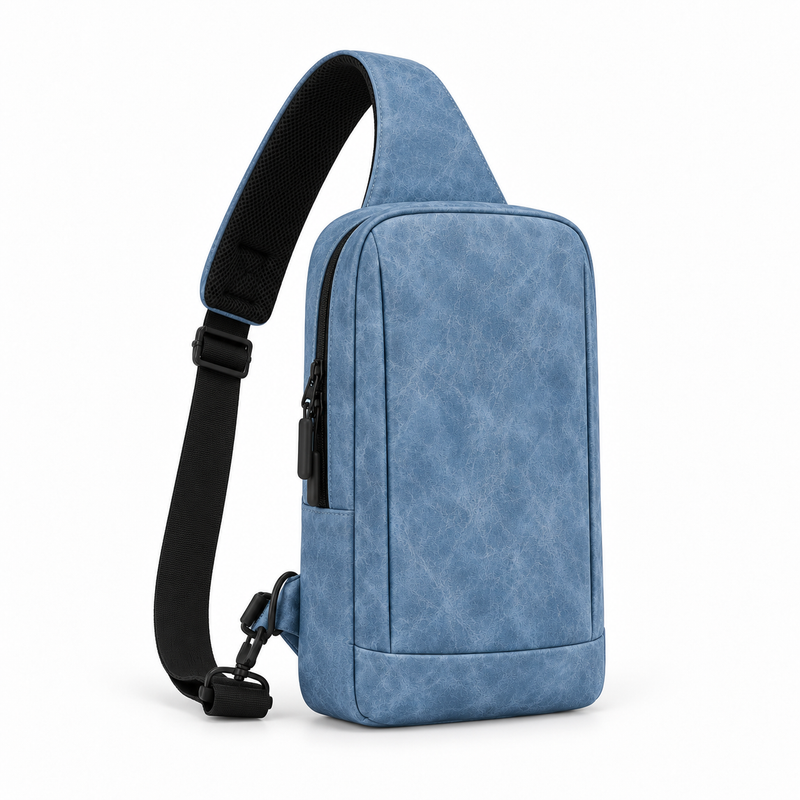 Sky Blue Textured Everyday Crossbody Bag-1
