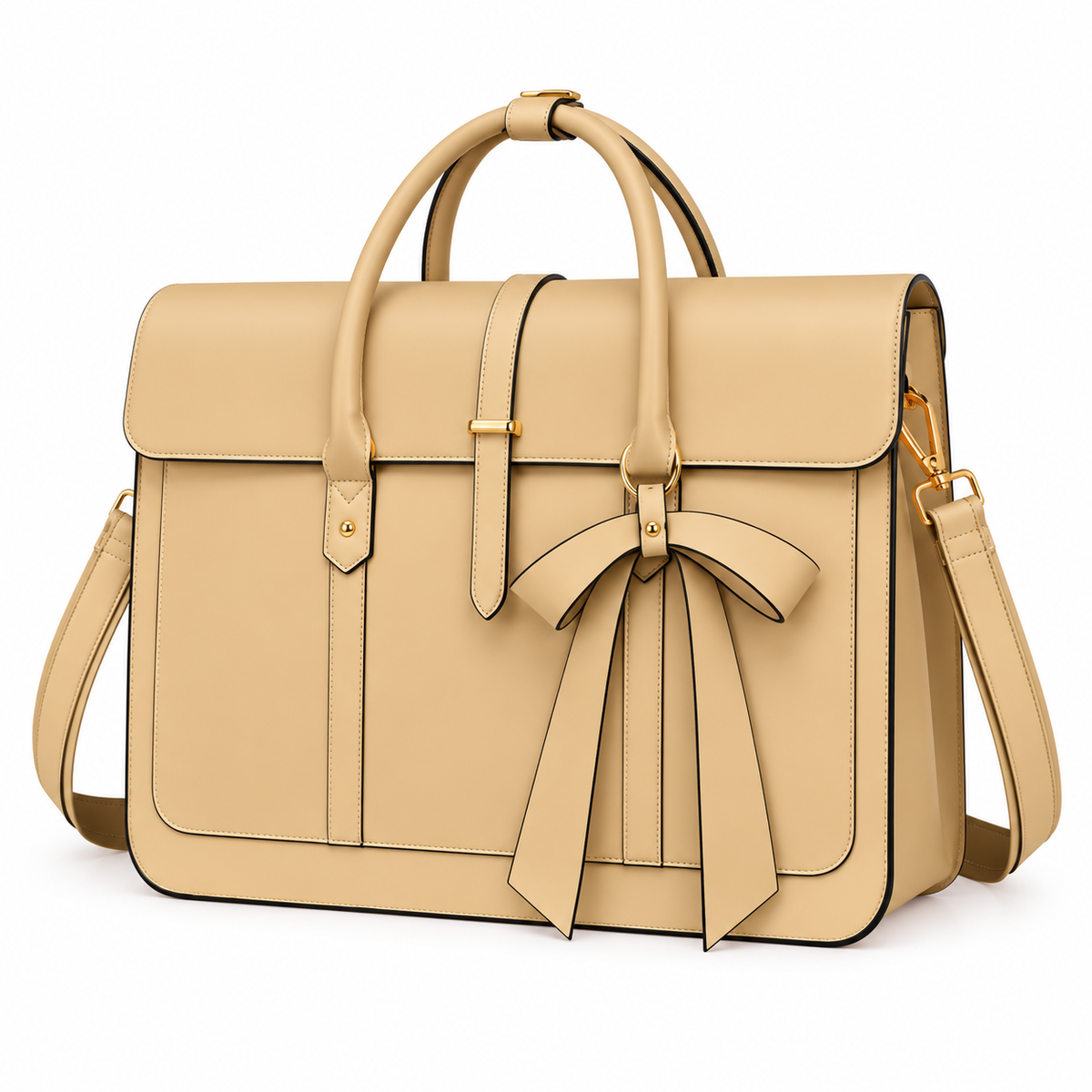 Turmeric Leather Bow Detail Laptop Bag-3