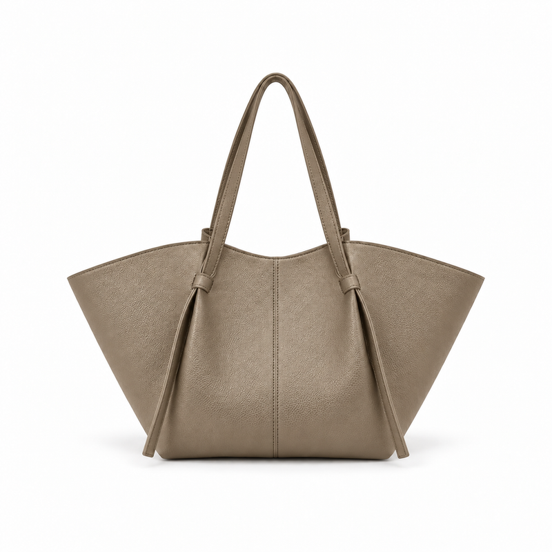 Khaki Textured Winged Everyday Tote Bag-2