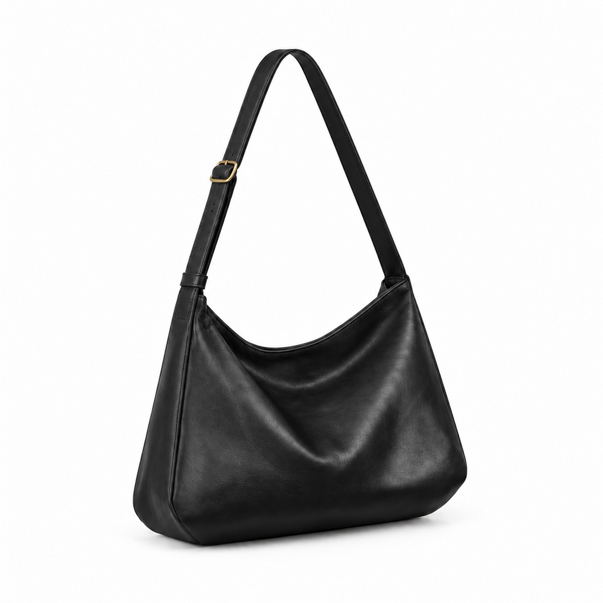 Elegant Black Slouchy Adjustable Crossbody Bag-1