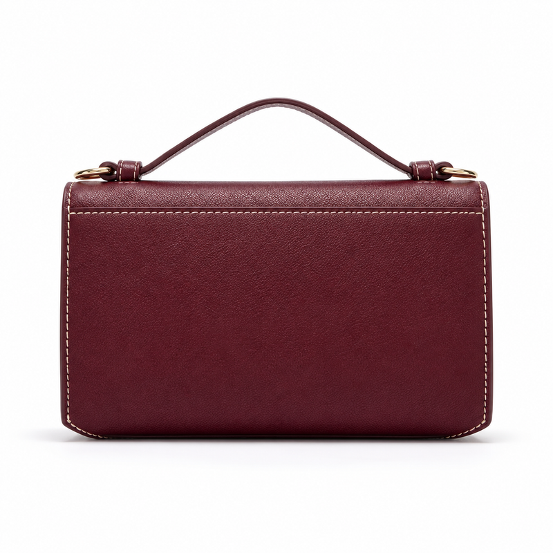 Burgundy Embossed Leather Evening Clutch Bag-3