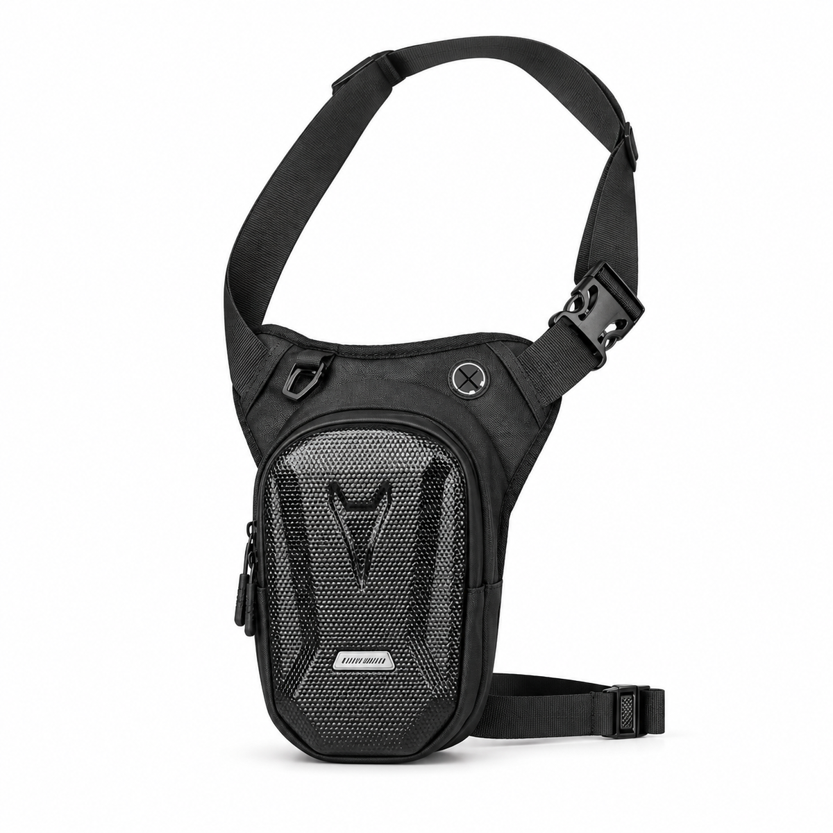 Black Textured Utility Waist Leg Bag-4