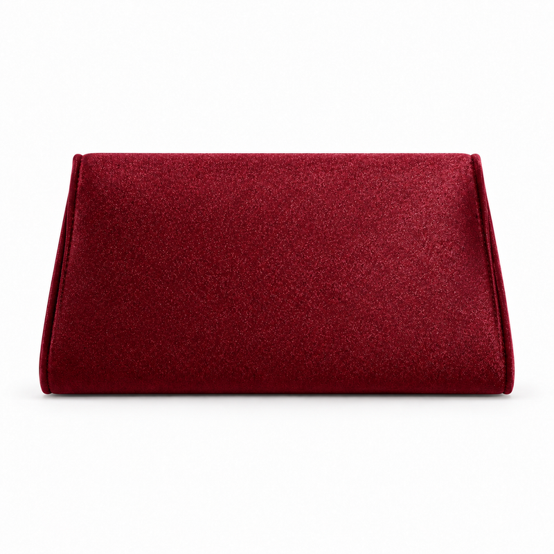 Burgundy Shimmer Clutch With Gold Handle-3