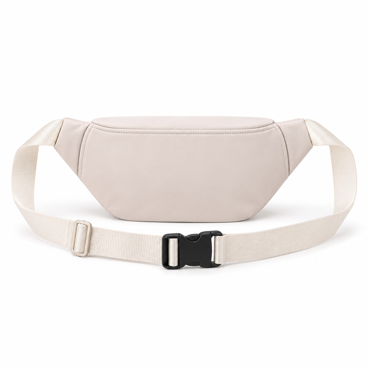 Elegant Cream Waist Bag With Zippers-2