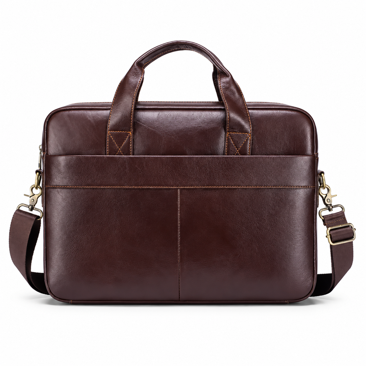 Classic Dark Brown Leather Business Briefcase-4