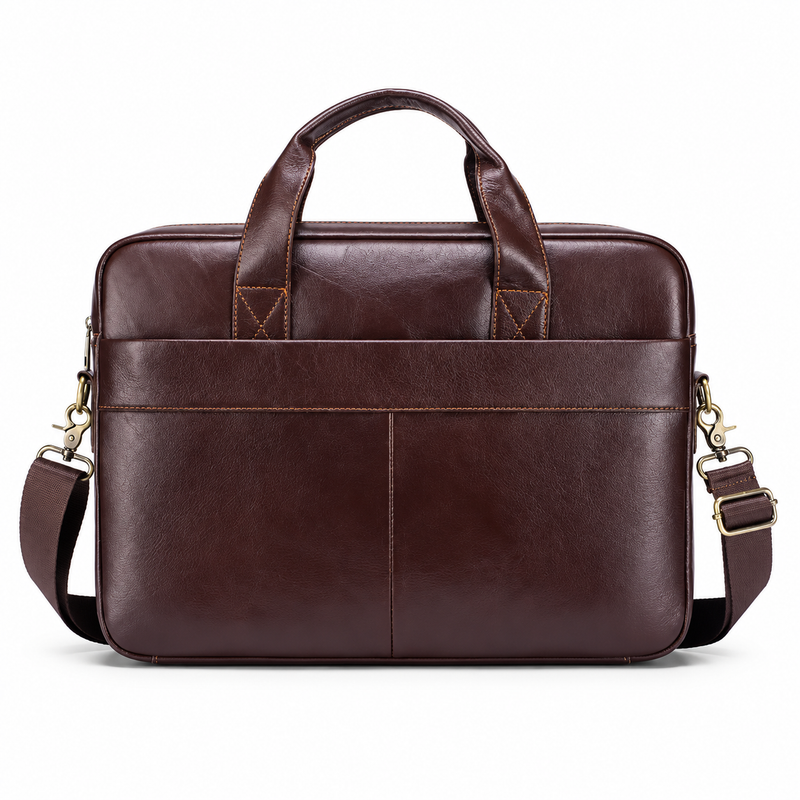 Classic Dark Brown Leather Business Briefcase-4