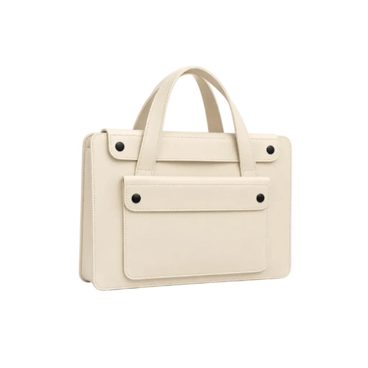 Ivory Leather Laptop Bag With Handles-1