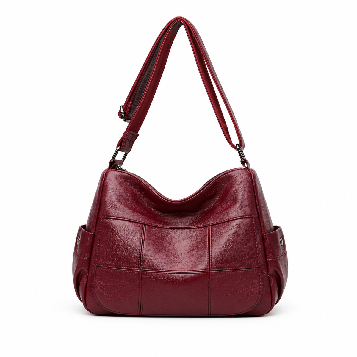 Elegant Burgundy Multi Pocket Crossbody Bag-2