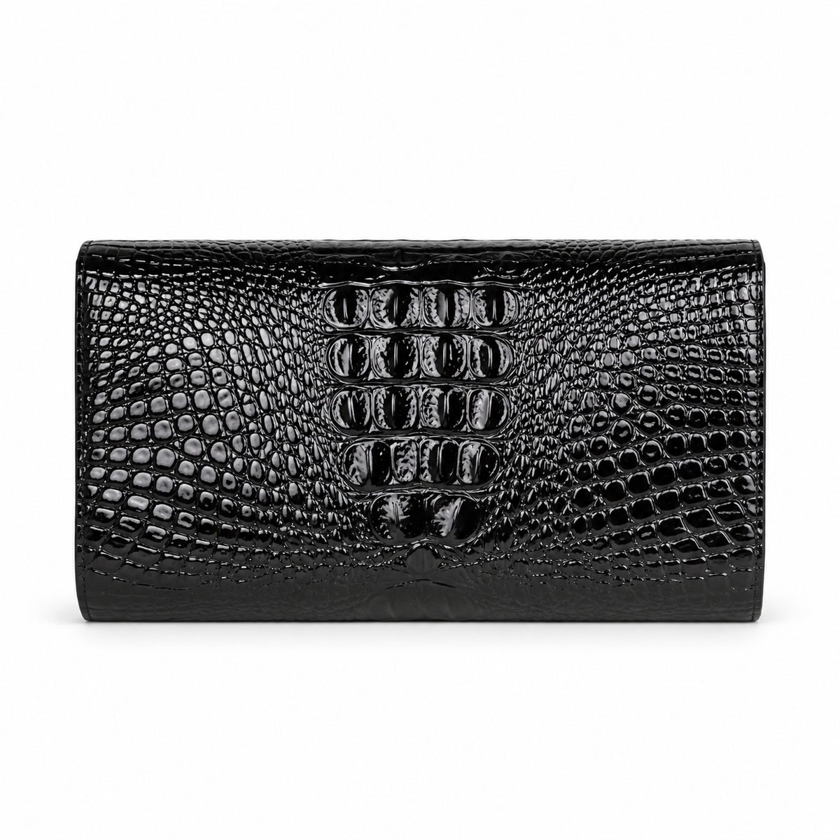 Black Crocodile Embossed Envelope Evening Clutch-2