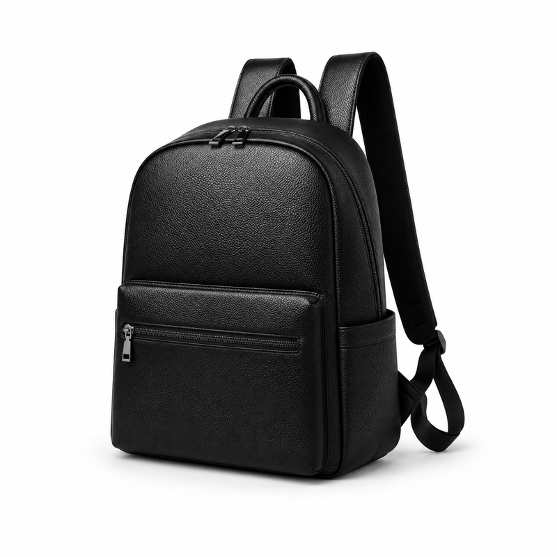 Classic Black Textured Everyday Travel Backpack-3