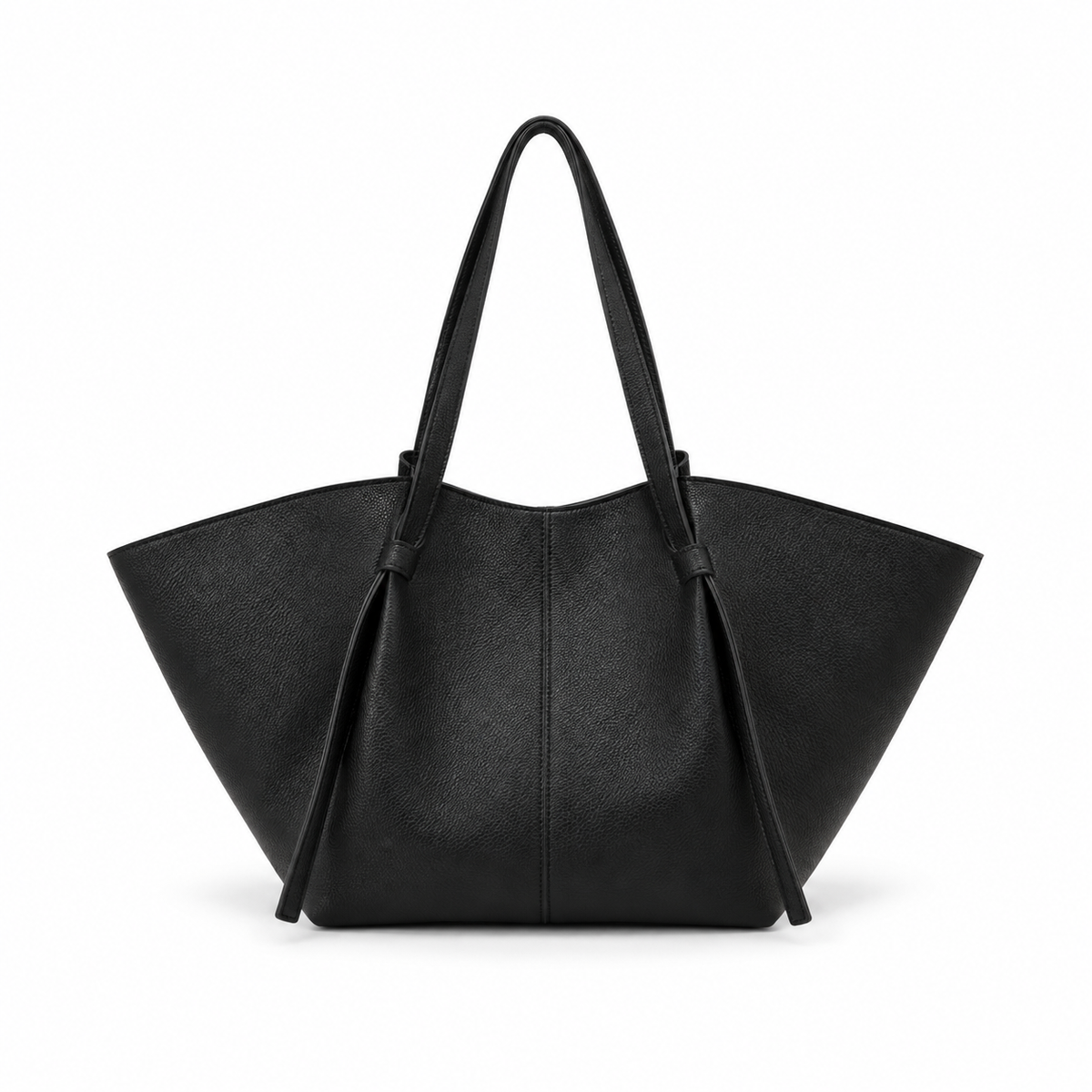 Black Winged Leather Everyday Shoulder Tote-2