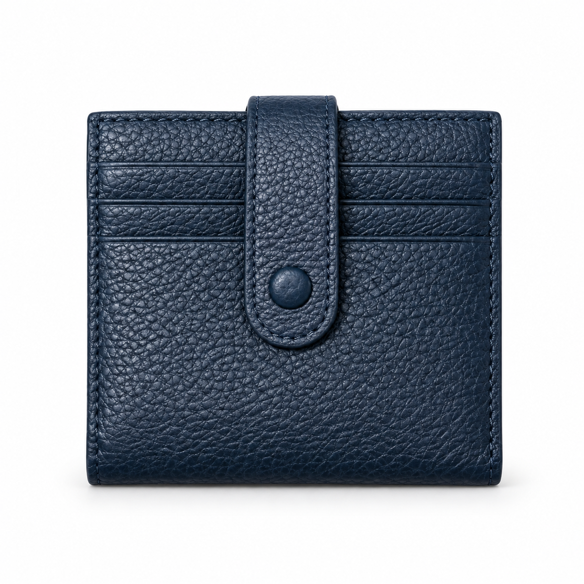 Navy Blue Pebbled Snap Closure Wallet-4