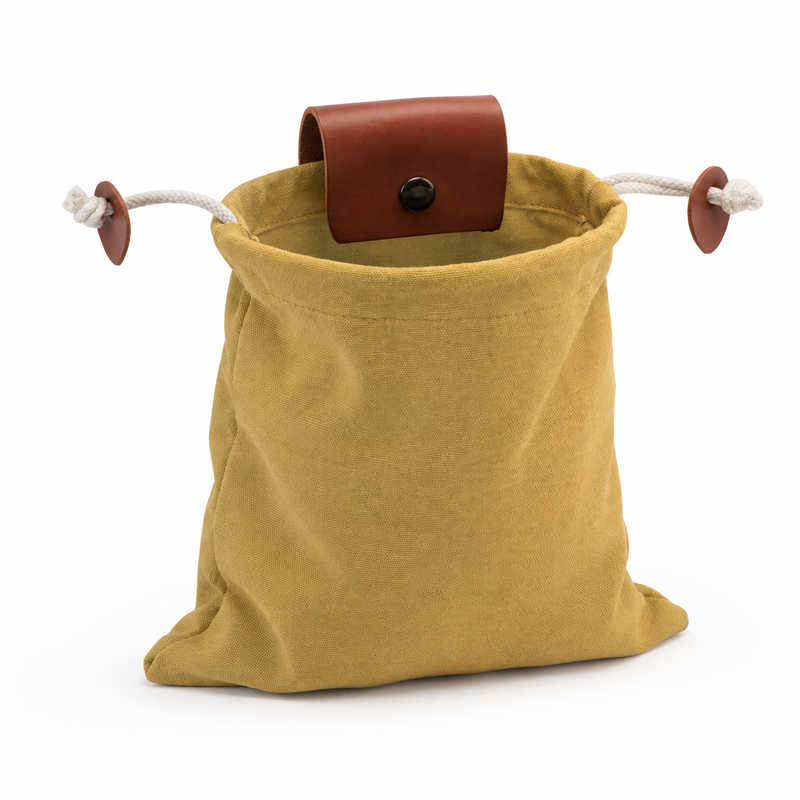 Khaki Fabric Drawstring Waist Belt Pouch-1