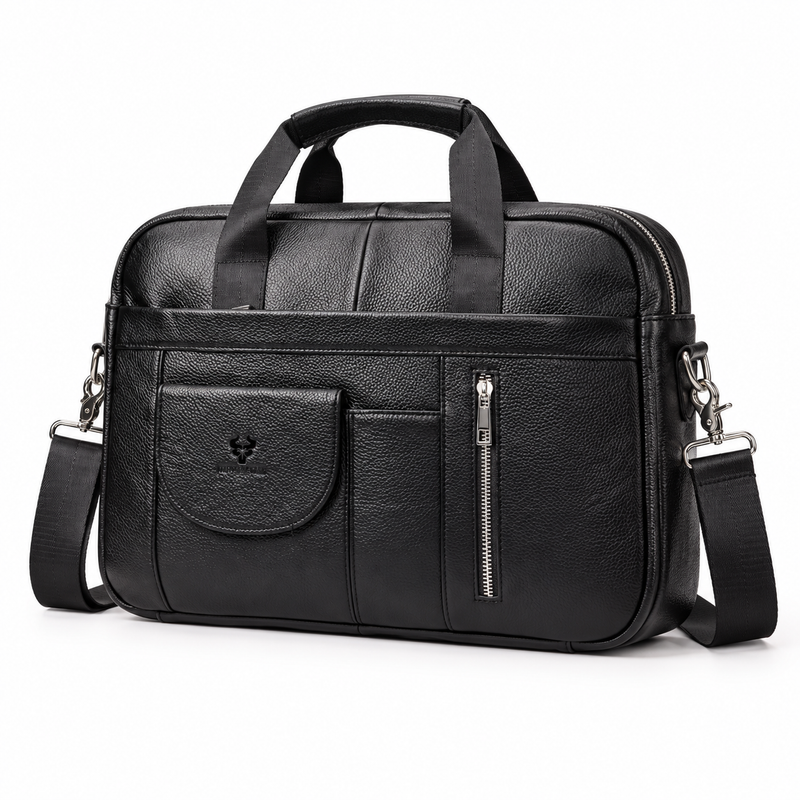 Classic Black Leather Briefcase For Professionals-3