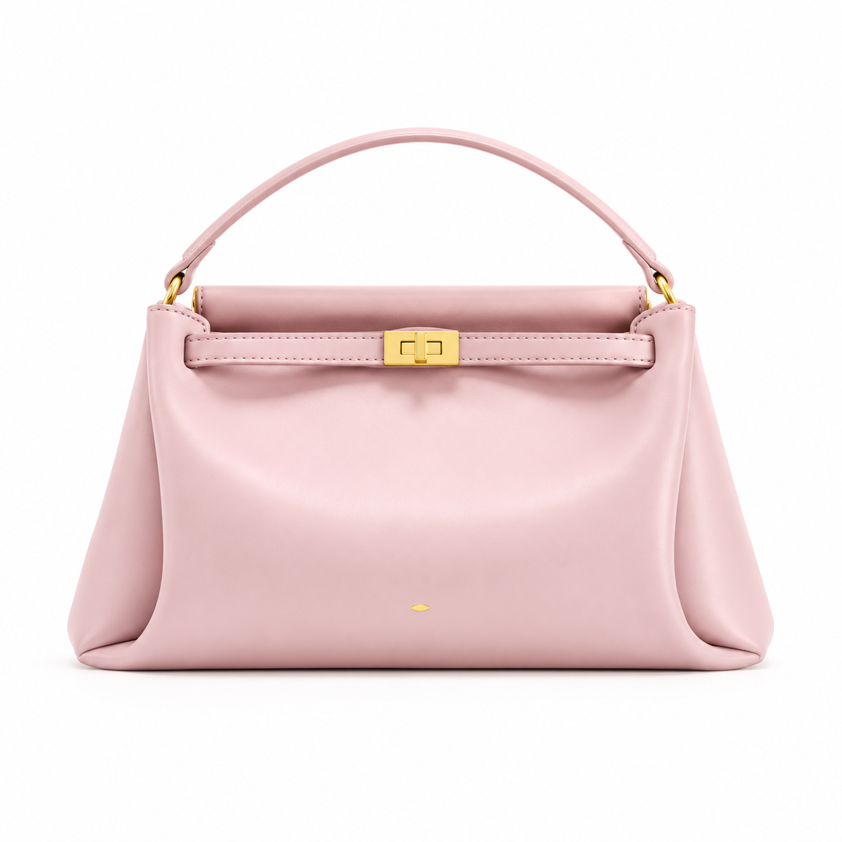 Elegant Blush Pink Gold Clasp Satchel-4