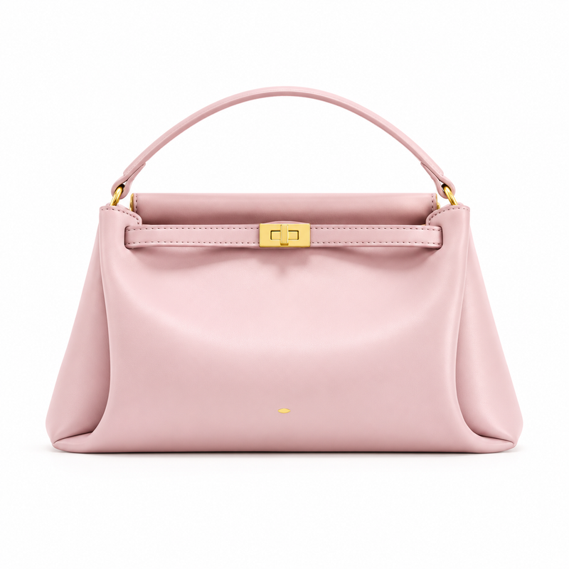 Elegant Blush Pink Gold Clasp Satchel-4
