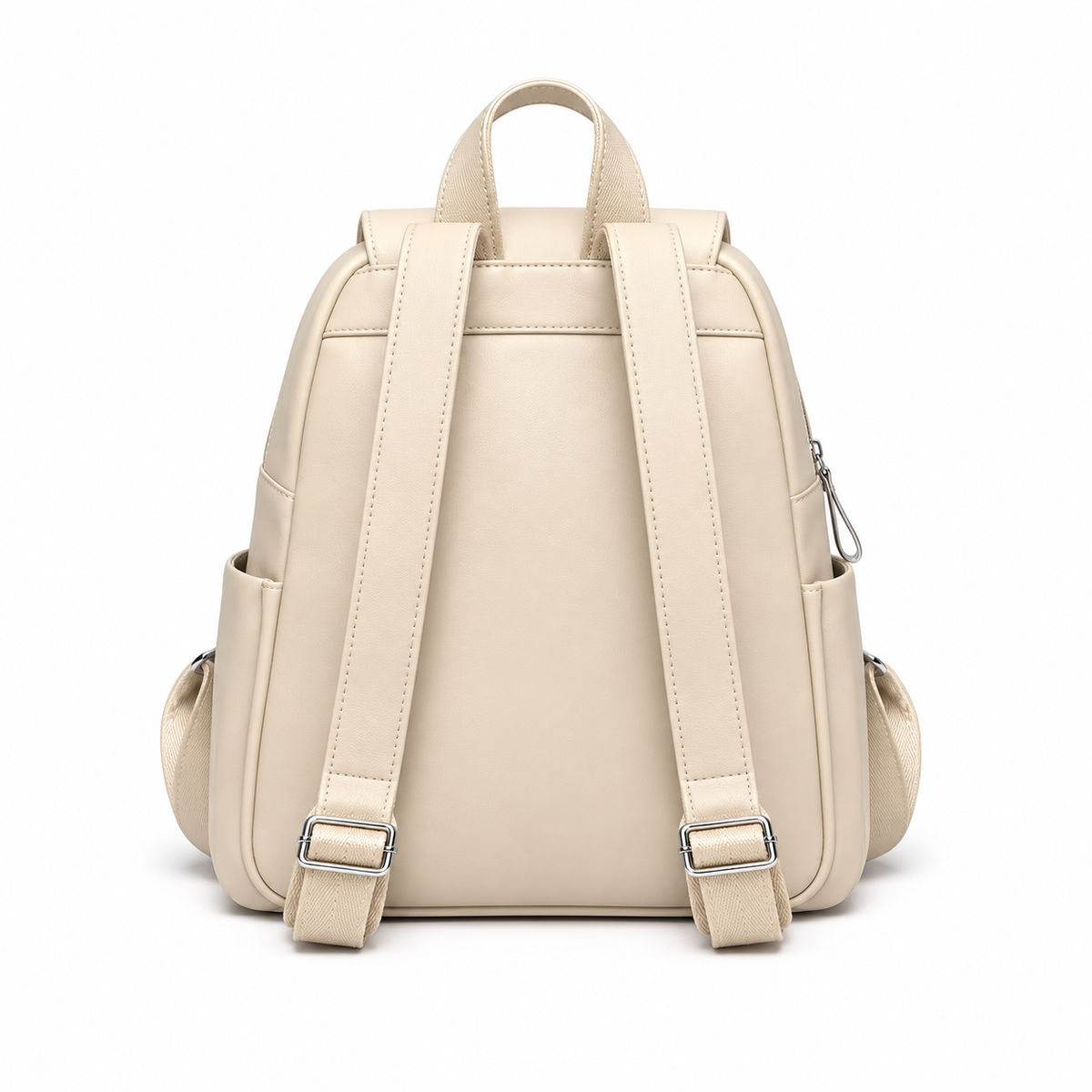 Elegant Cream Flap Backpack For Women-3