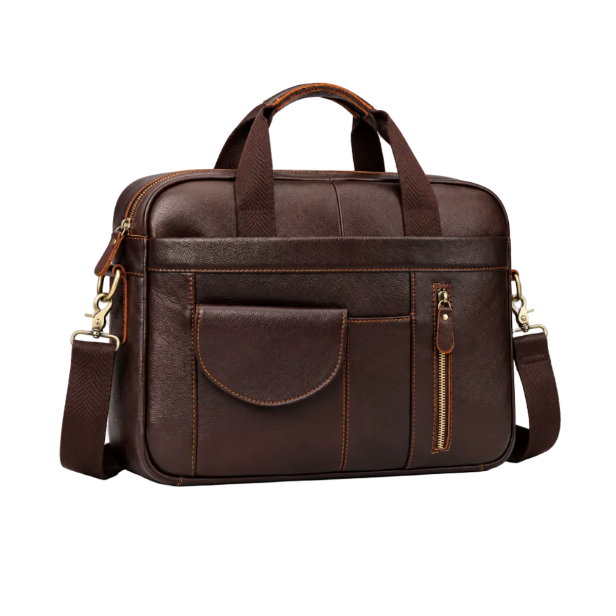 Classic Dark Brown Leather Business Briefcase-1