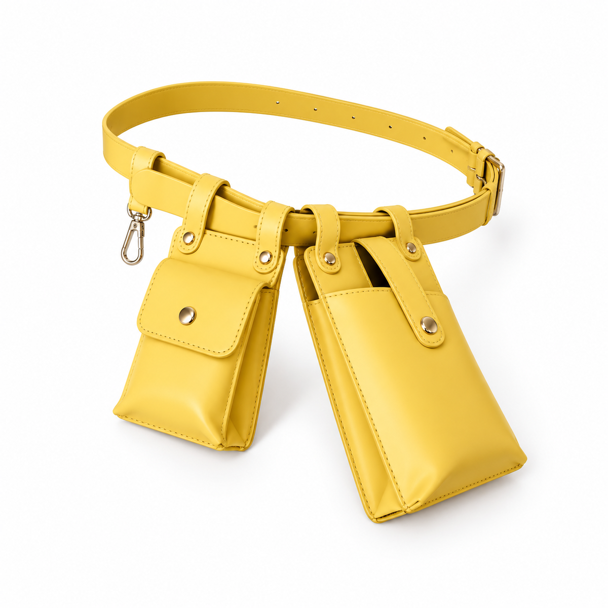 Yellow Adjustable Belt With Dual Pouches-3