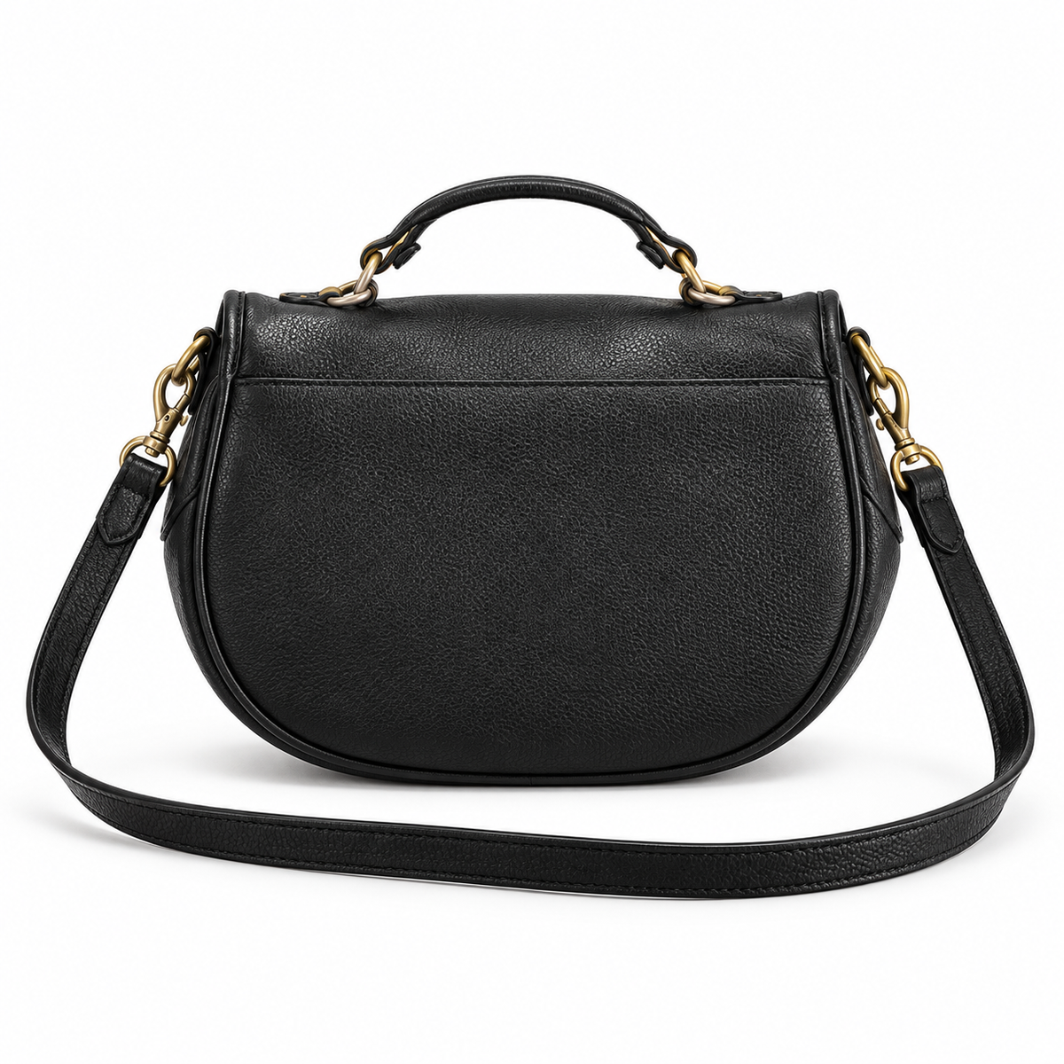 Vintage Black Saddle Satchel Crossbody Bag-3