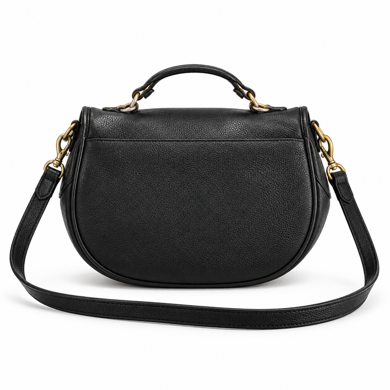 Vintage Black Saddle Satchel Crossbody Bag-3