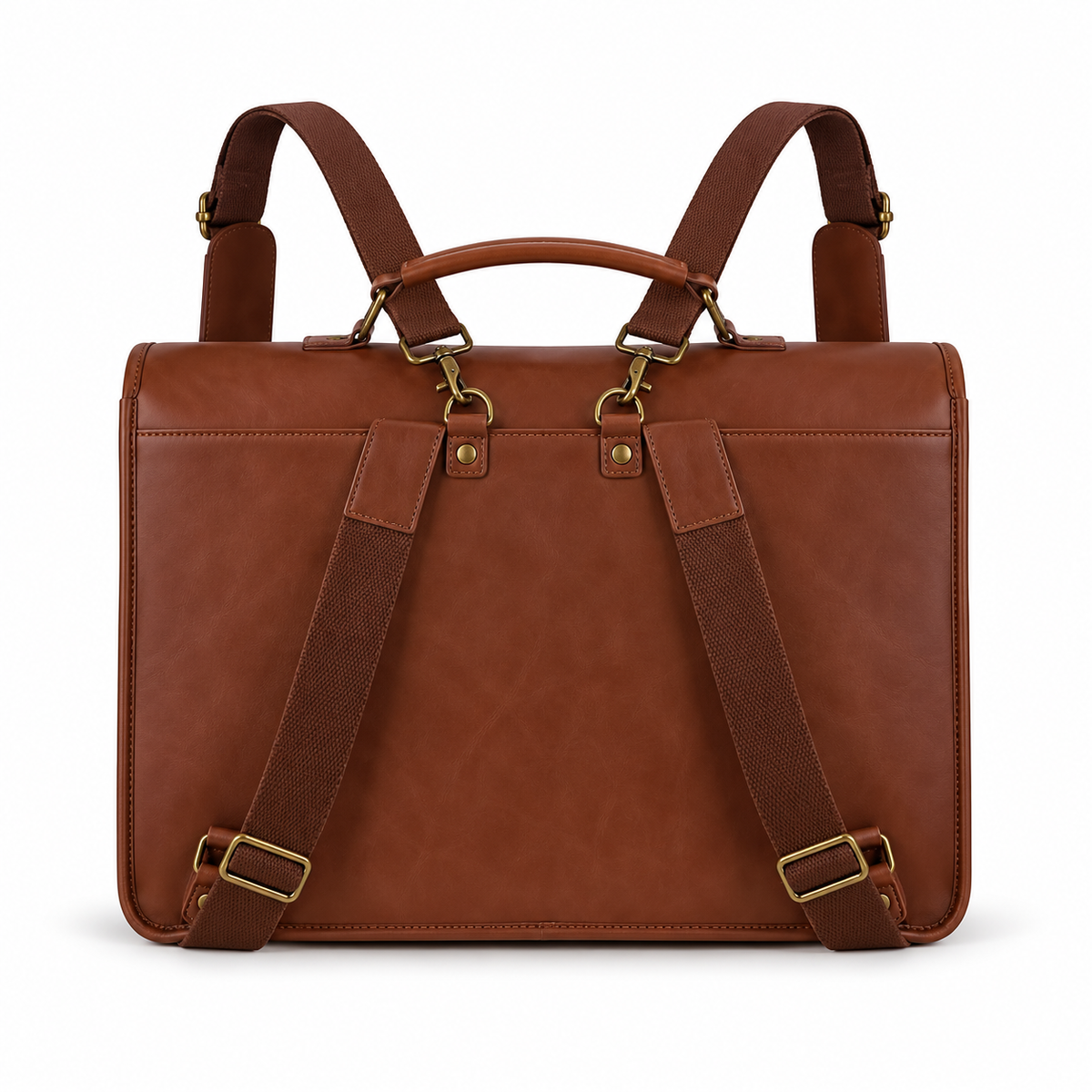 Vintage Brown Leather Convertible Backpack Briefcase-2