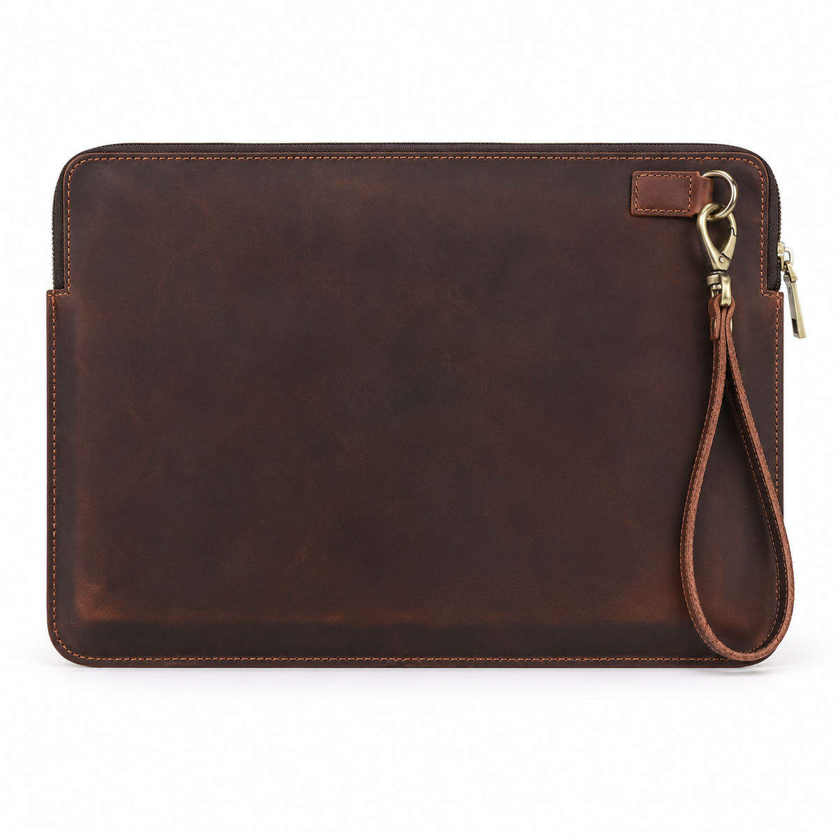 Classic Brown Leather MacBook Sleeve Case-2
