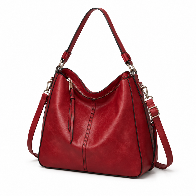 Classic Red Hobo Shoulder Crossbody Bag-3