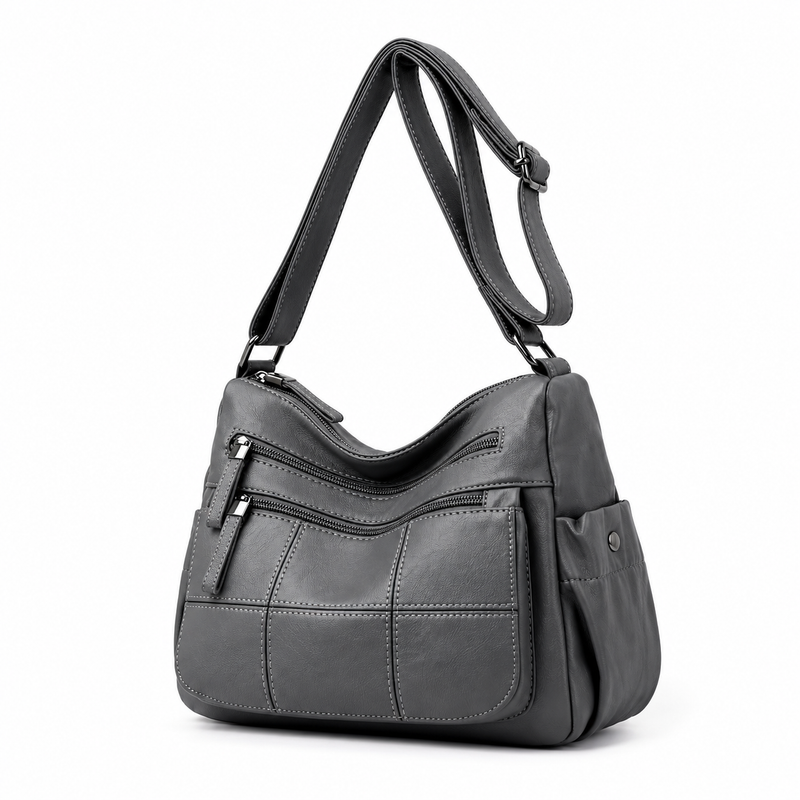 Grey Multi Pocket Adjustable Crossbody Bag-3