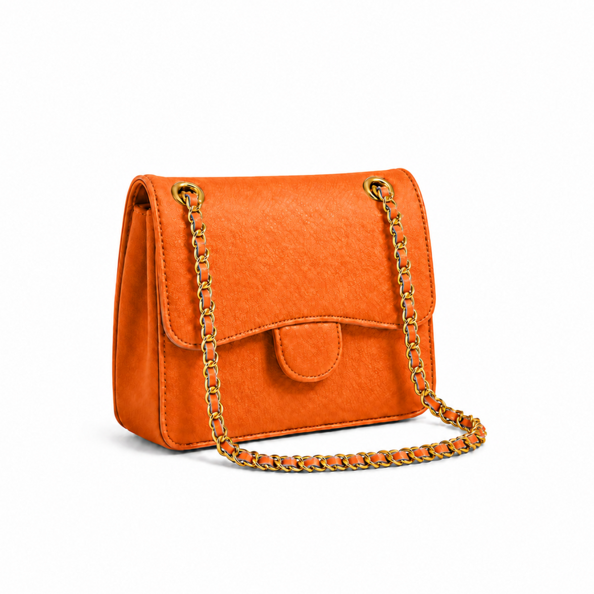 Orange Chain Strap Flap Shoulder Bag-1