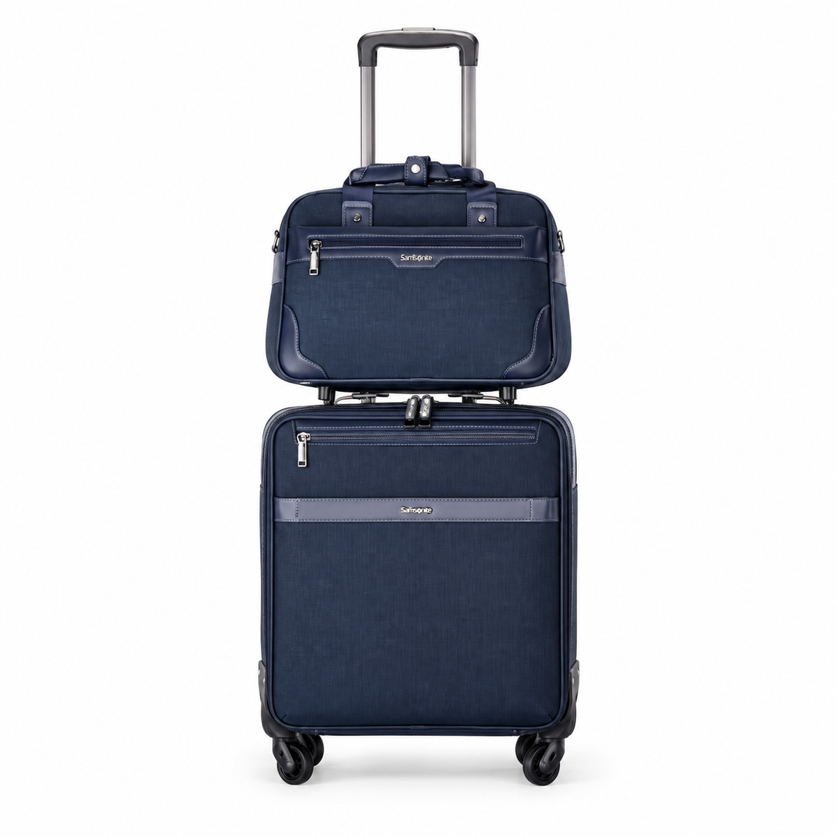 Navy Rolling Suitcase With Matching Tote-4