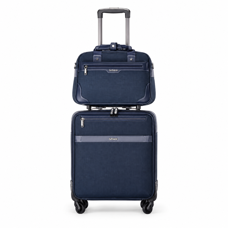 Navy Rolling Suitcase With Matching Tote-4