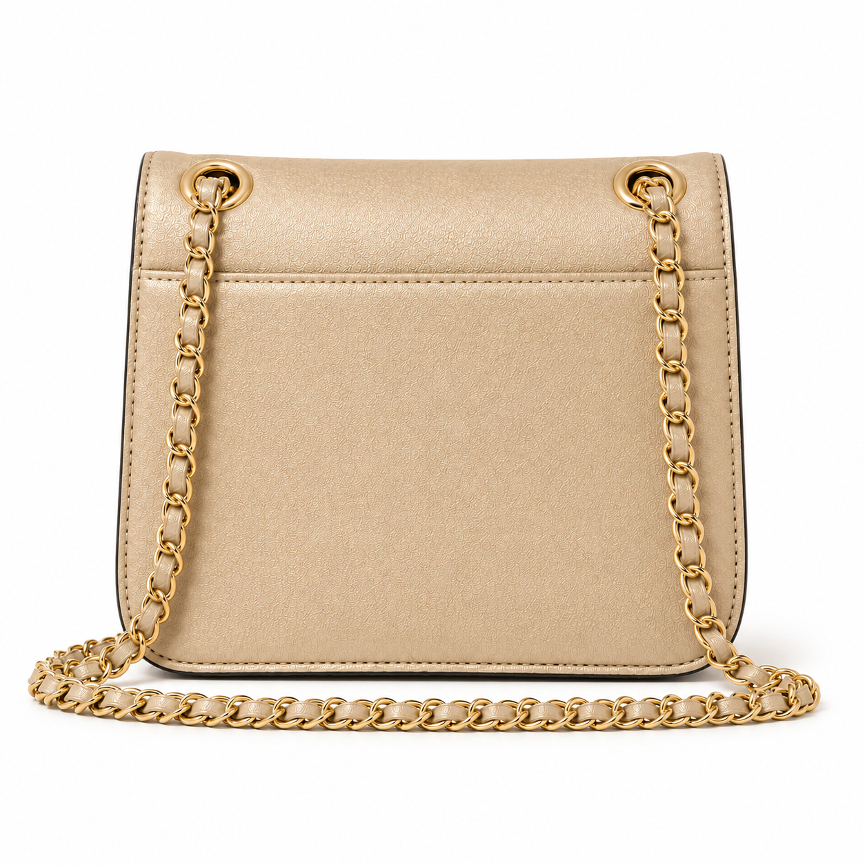 Champagne Textured Chain Strap Shoulder Bag-3