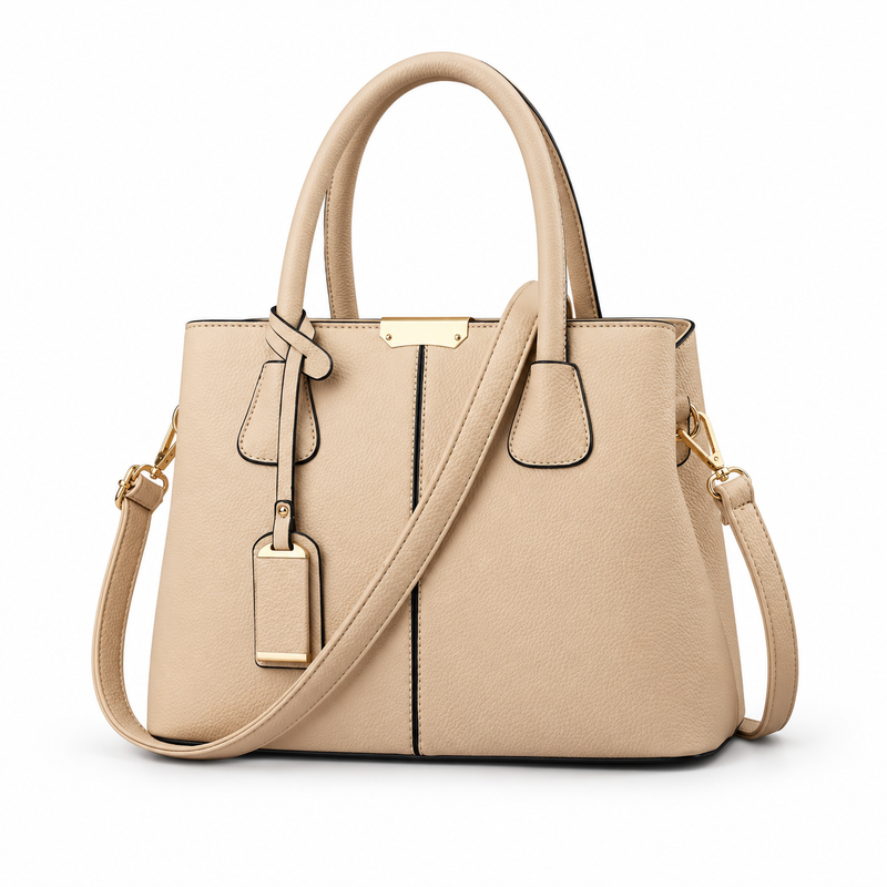 Elegant Beige Textured Tote Shoulder Bag-3