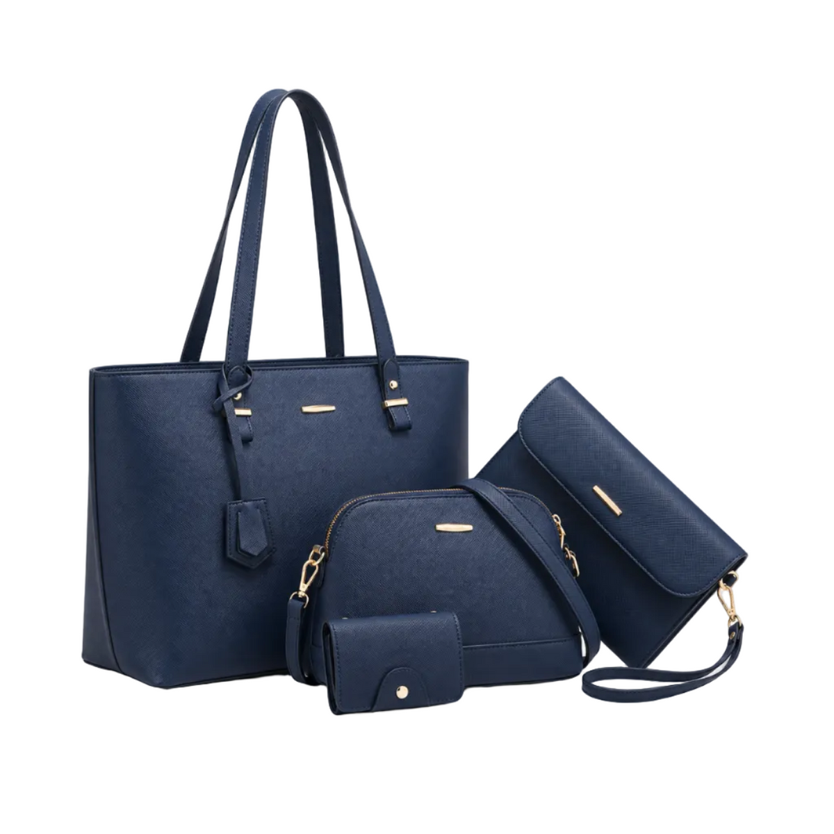 Elegant Navy Blue Four Piece Handbag