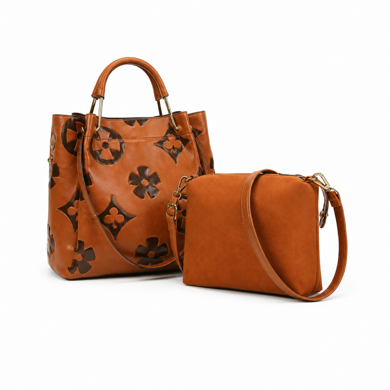 Floral Cutout 2-Piece Tote & Crossbody Handbag Set-1