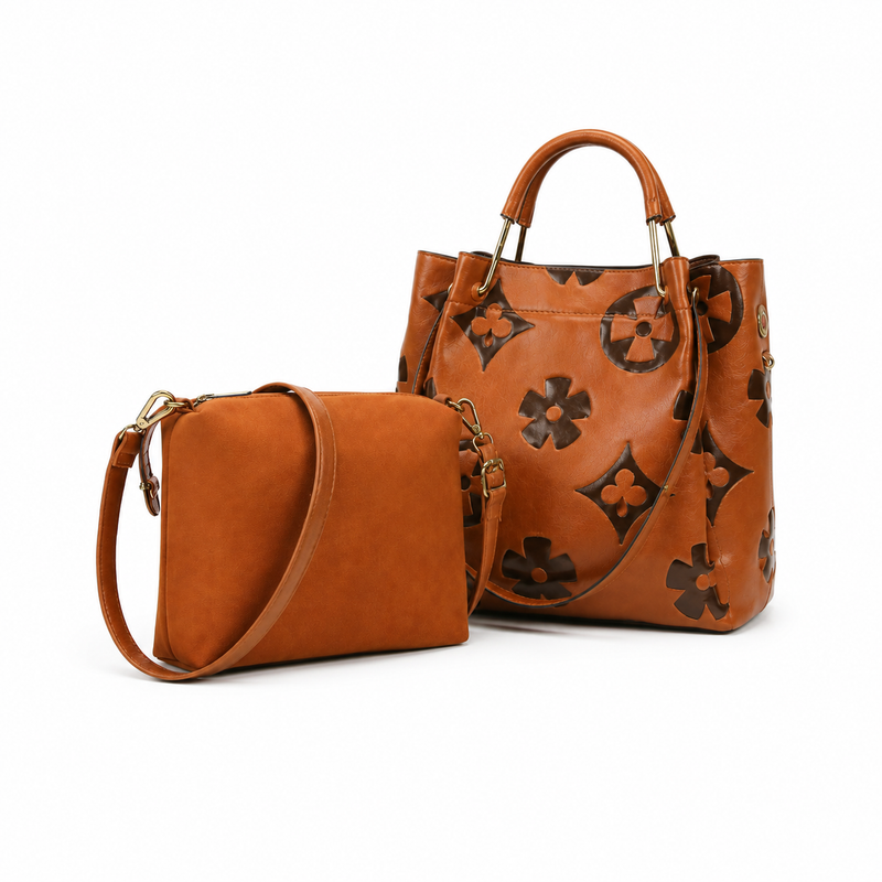 Floral Cutout 2-Piece Tote & Crossbody Handbag Set-4