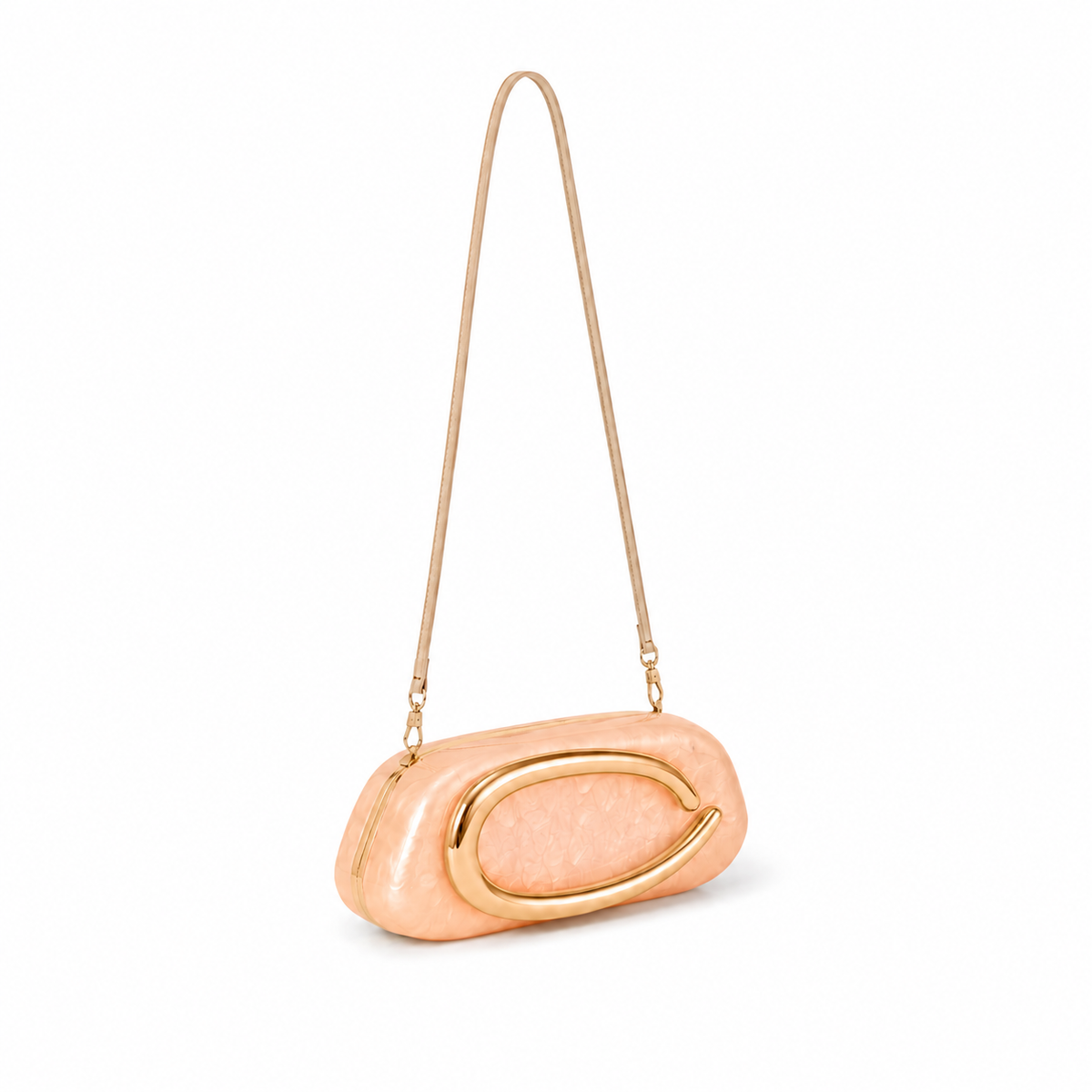 Apricot Pearl Acrylic Shoulder Clutch Bag-1