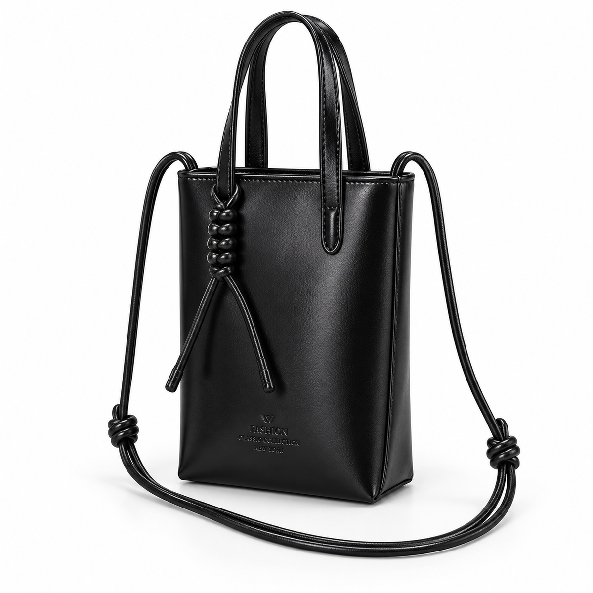 Elegant Black Mini Crossbody Tote Bag-3