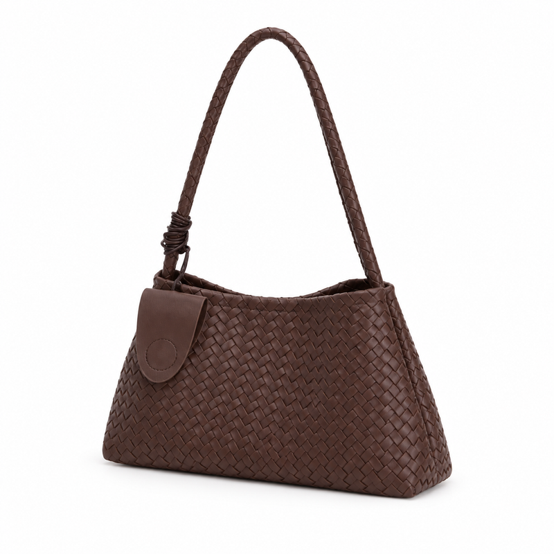 Mud Colour Woven Braided Shoulder Bag-3