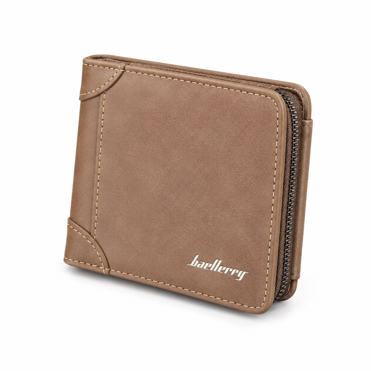 Classic Taupe Brown Textured Bifold Wallet-2