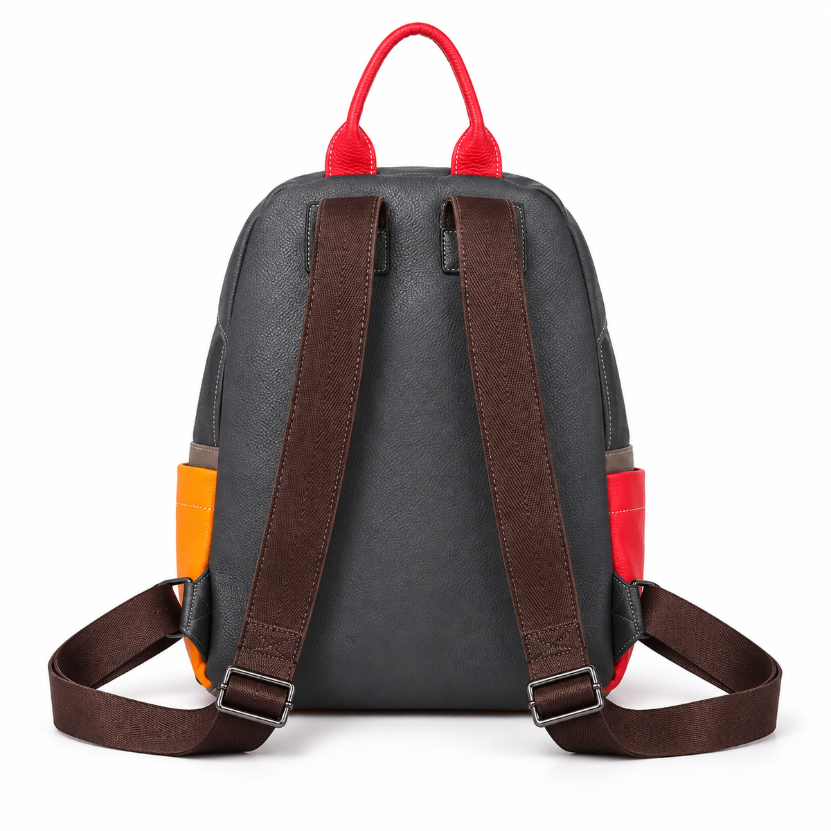 Multicolor Geometric Backpack With Zippered Pockets-3