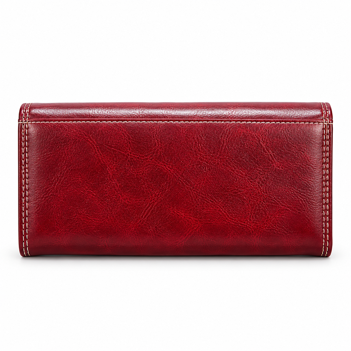 Burgundy Long Wallet With Gold Emblem-3