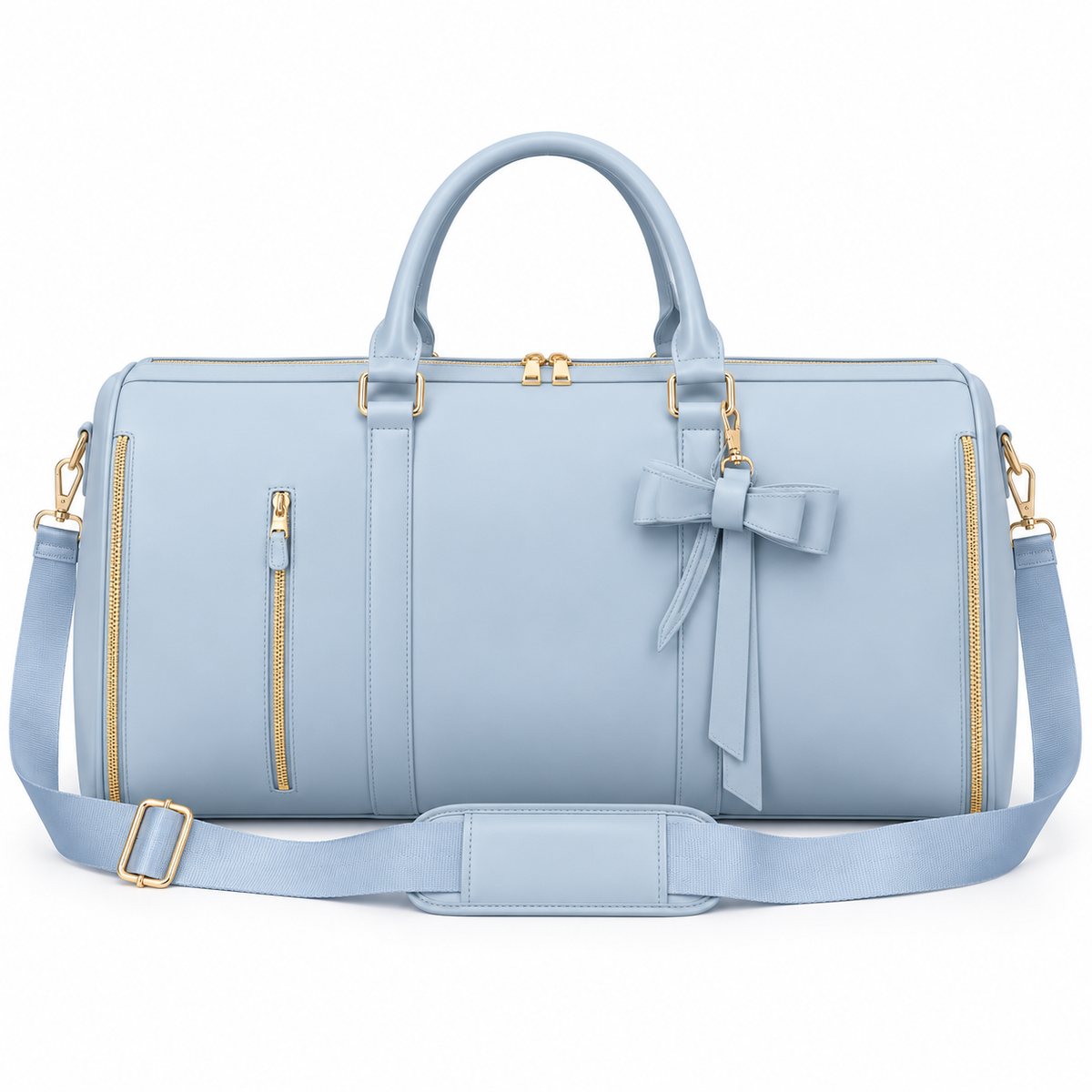 Powder Blue Bow Garment Overnight Bag-4